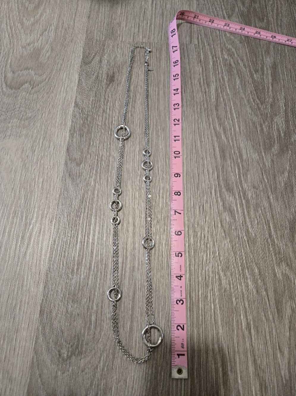 Lia Sophia Elegant Silver-Tone Circle Link Long Necklace